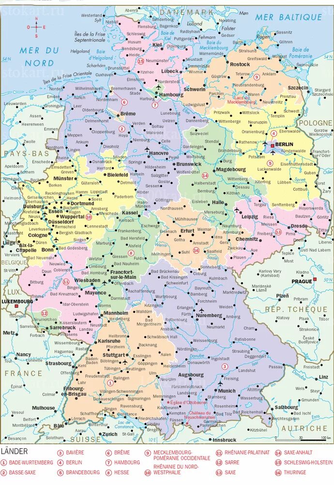 Карта Германии со всеми городами. Карта Германии с городами подробная. Подробная карта ФРГ. Подробная карта Германии с городами и землями. Карта германии с городами на русском подробная