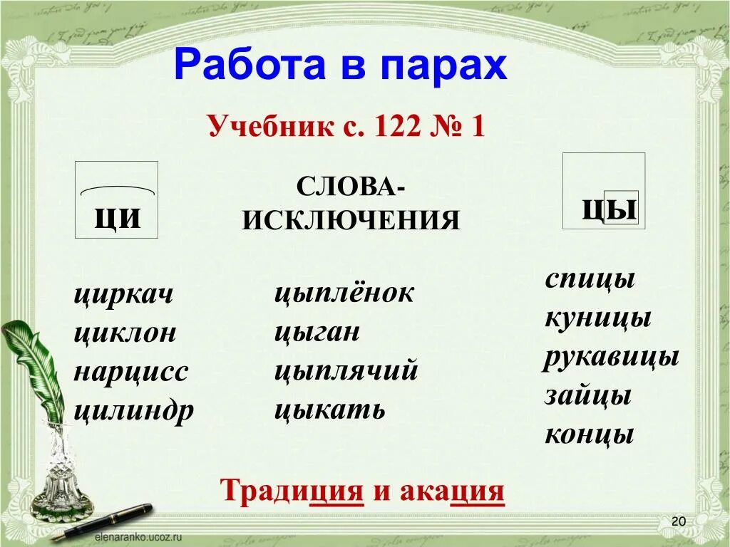 Слова исключения. Слова исключения в русском языке. Учимся обозначать звук ы после звука ц. И Ы после ц исключения. Глагол на букву ц