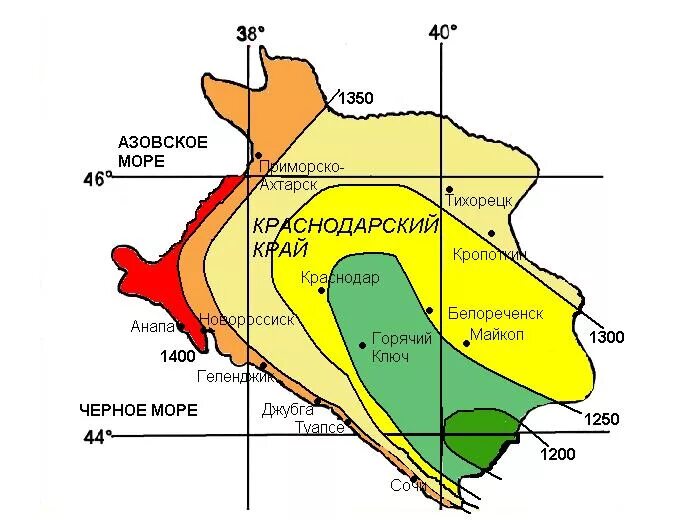 Климатическая карта Краснодарского края. Климатические зоны Краснодарского края. Солнечная радиация в Краснодарском крае. Карта климатических зон Краснодарского края.