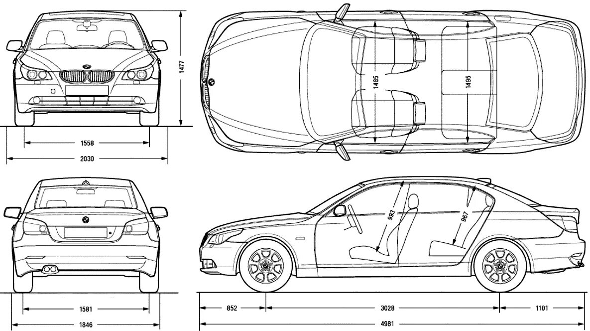 Схемы бмв е60. Габариты БМВ 525i. BMW 525 габариты. БМВ е65 габариты. БМВ 525 габариты.