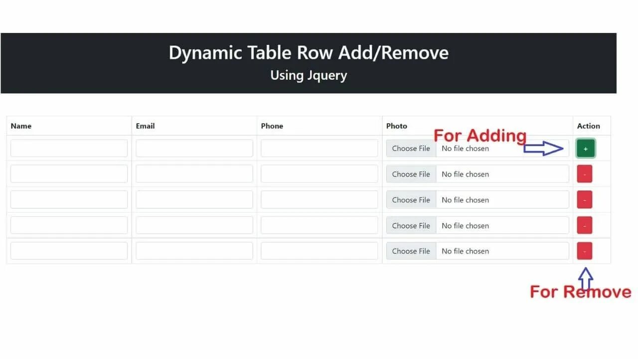 Jquery add. Веб-дизайн Table add Row. JQUERY Table. Add Row. JQUERY remove element.