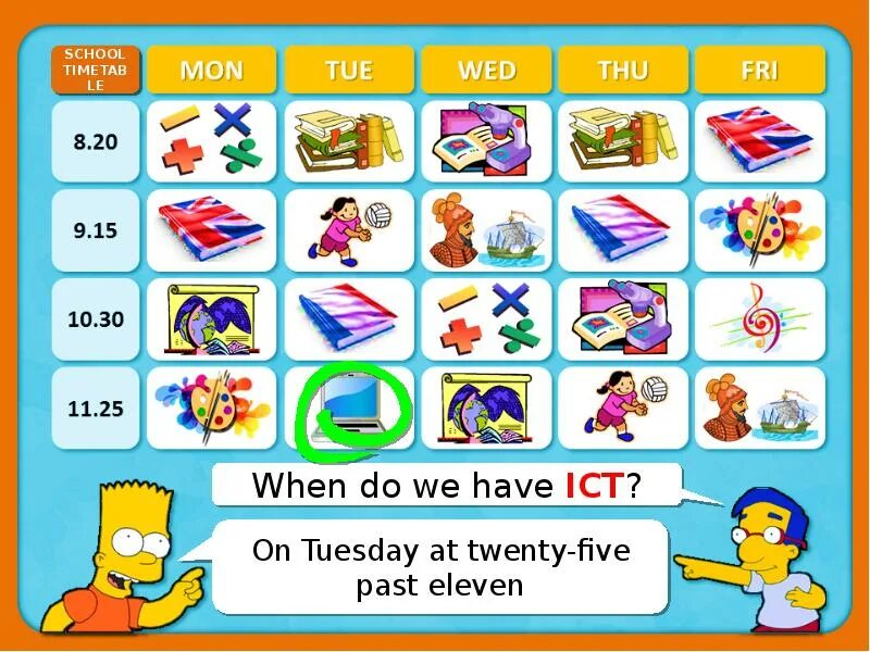 Fill in timetable