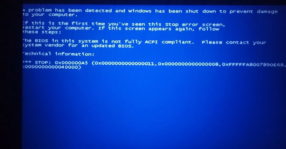 Синий экран смерти 0х0000000а. Ошибка stop 0x000000a5. Stop 0x000000a5 Windows 7 при загрузке. Ошибка 0x0000007b.