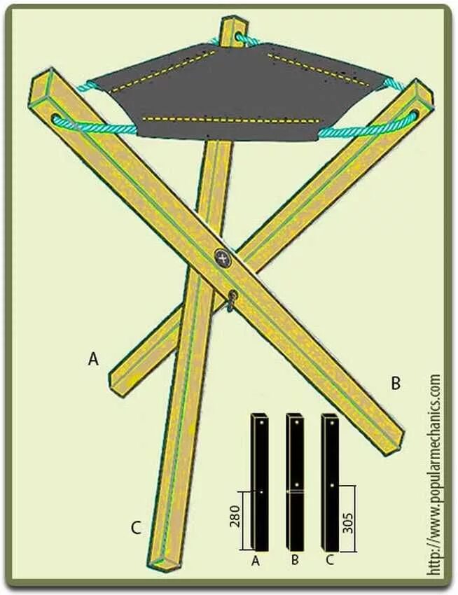Трехногий раскладной стульчик для рыбалки своими руками. Чертеж на стульчик складной рыболовный. Складной табурет чертеж. Самодельный раскладной стул.