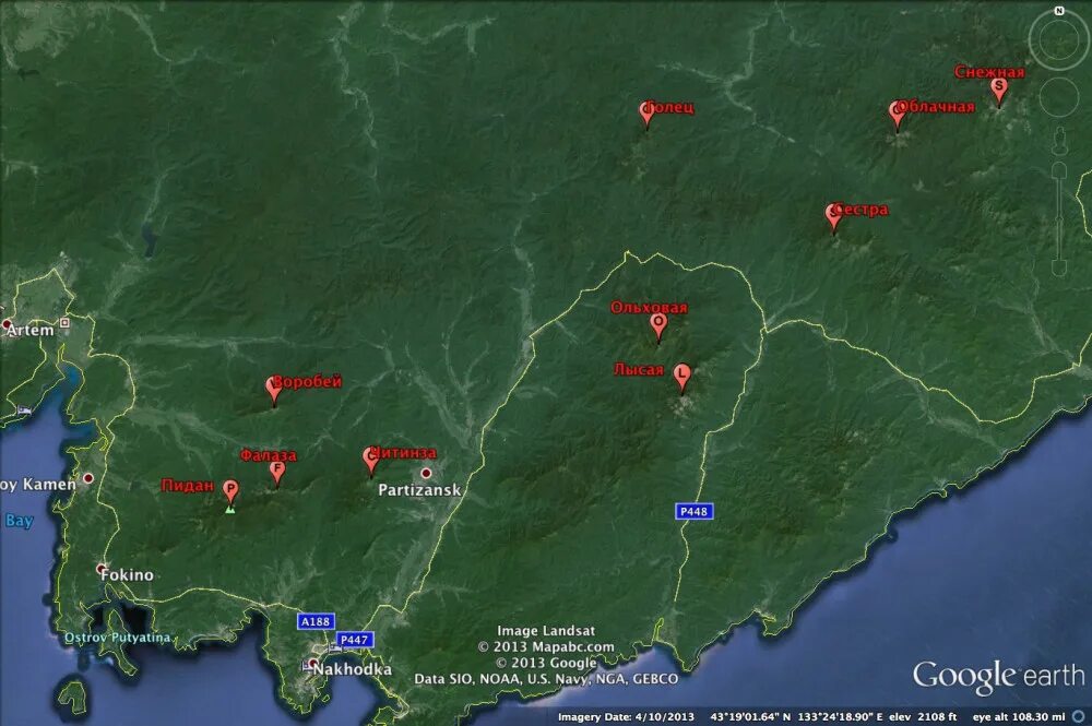 Где находится партизанск. Вершины Приморского края на карте. Горы в Приморском крае на карте. Горы Приморского Барса. Гора Пидан в Приморском крае на карте.