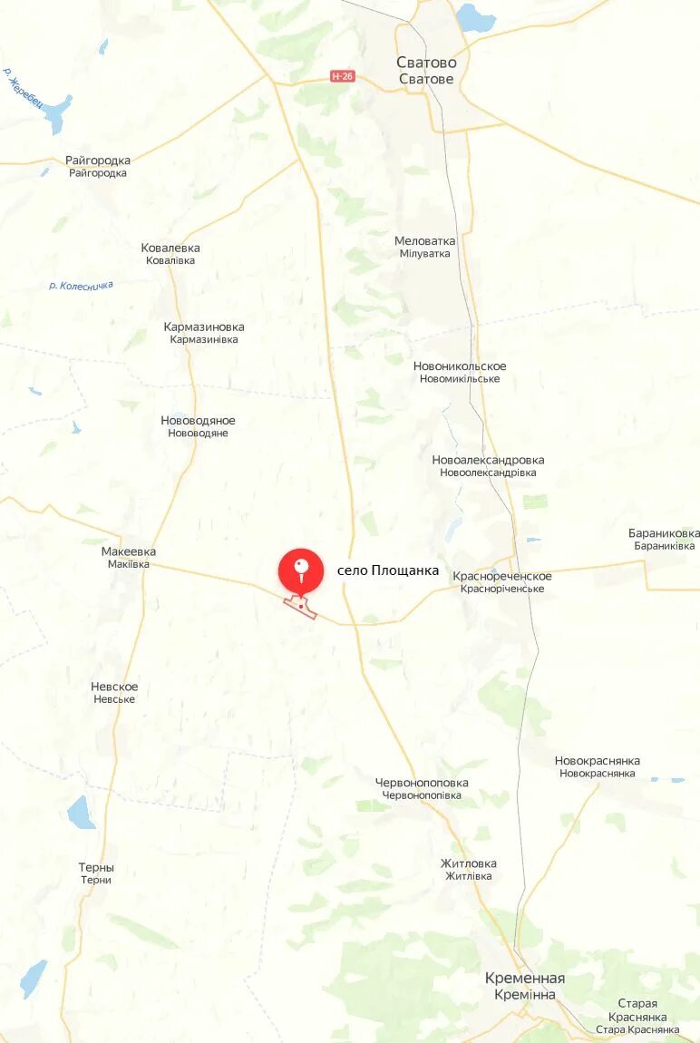 Кременная на карте луганской