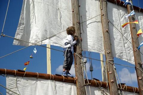 Внимание матросов привлекла мачта корабля на верхушке