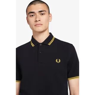 black fred perry polo shirt with yellow piping - kislotoupornye.ru.