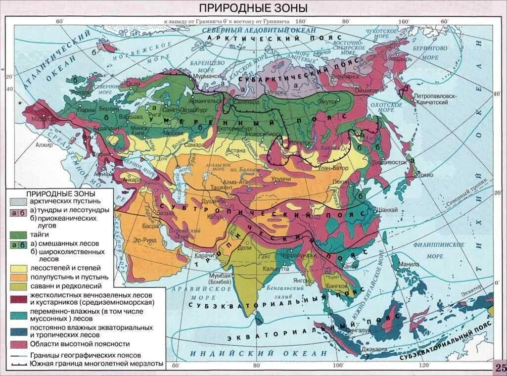 Евразия значения. Евразия карта географическая природная зоны. Карта природных зон Евразии. Карта климатических поясов Евразии. Природные зоны континента Евразия.