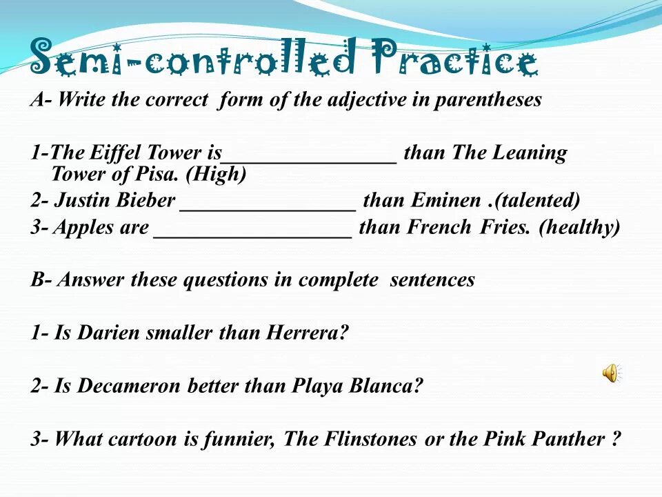 Semi Controlled Practice. Controlled Practice freer Practice. Semi Controlled Practice examples. Controlled Practice activities. Practice activities