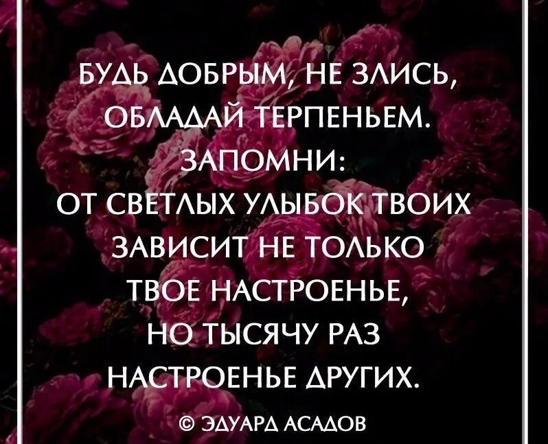 Тысячу раз тысячу фраз. Не злись обладай терпеньем. Тысячу раз настроение других. Асадов будь добрым не злись. Будь добрым не злись обладай терпеньем запомни от светлых.