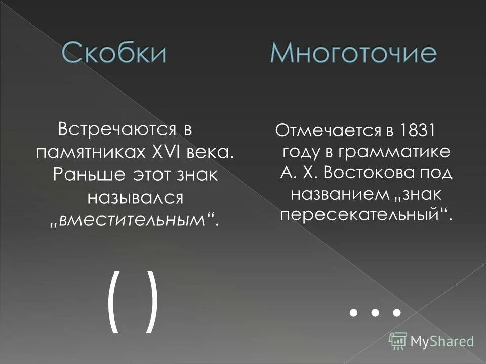 Пунктуационные знаки. Скобки и многоточие. Многоточие в скобках. Троеточие в цитатах. Многоточие в скобках.