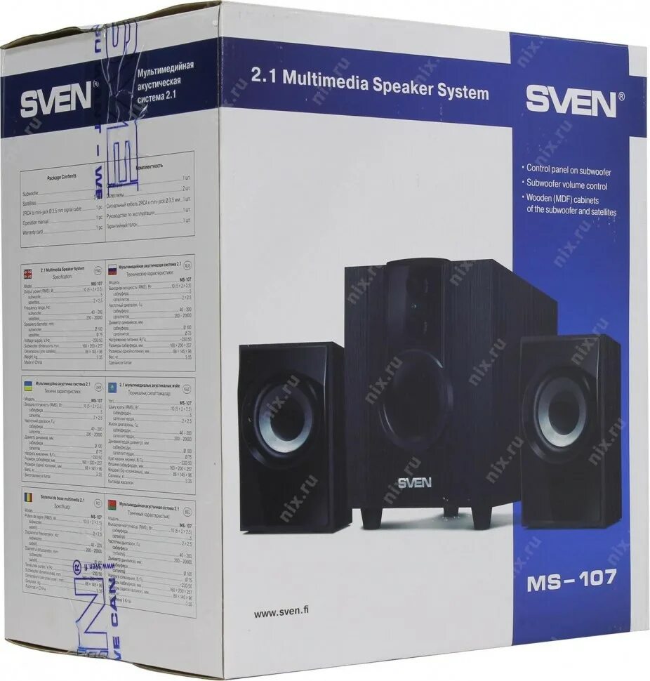 Ms 107. Колонки sven ms-107, чёрный, акустическая система 2.1, мощность(rms): 5 вт+2x2.5 вт. колонки sven ms-107. колонки sven ms-107 black. акустика sven ms-107 black.
