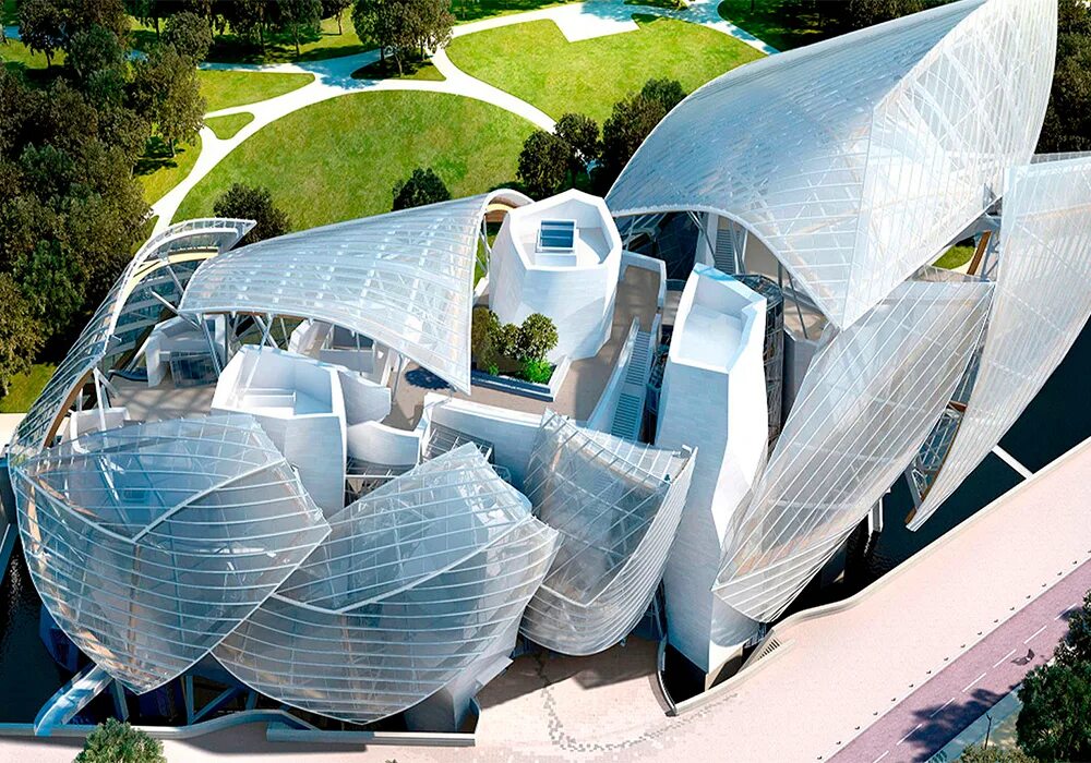 Здание фонда Луи Виттона в Париже. Музей Fondation Louis Vuitton в Париже. Фрэнк Гери музей Louis Vuitton в Париже, Франция. Здание Луи Виттон в Париже.