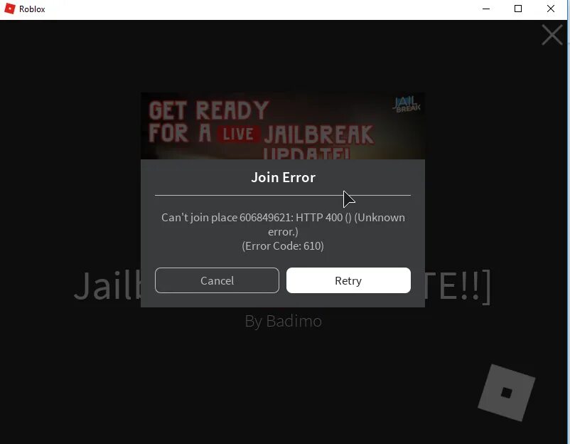 Ошибка 610 в РОБЛОКС. Join Error Roblox. Roblox Error code. Ошибка РОБЛОКСА 522.