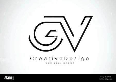 GV G V Letter Logo Design in Black Colors. 