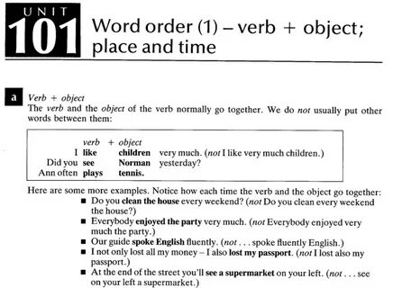 Word order examples