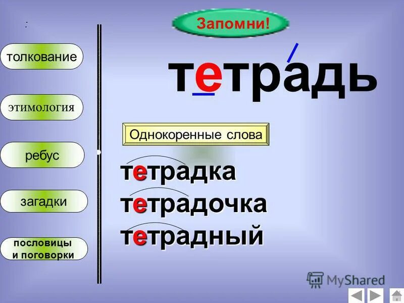 Род слова тетрадь