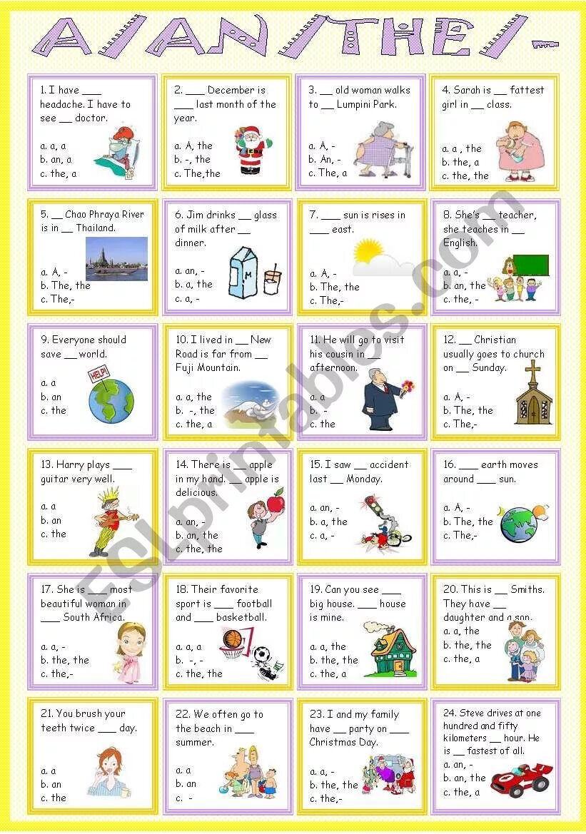 A an the exercises