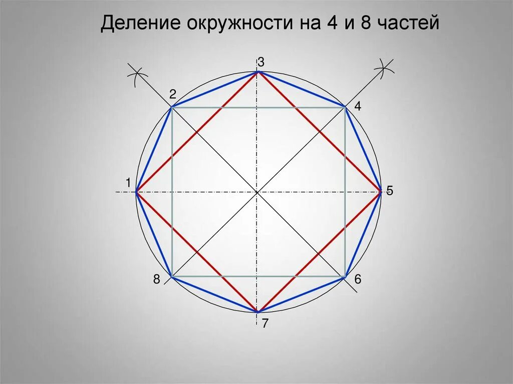 Как разделить круг на 4 части. Деление окружности черчение. Деление окружности на 4 части. Деление окружности на равные части. Деление окружности на равные части черчение.