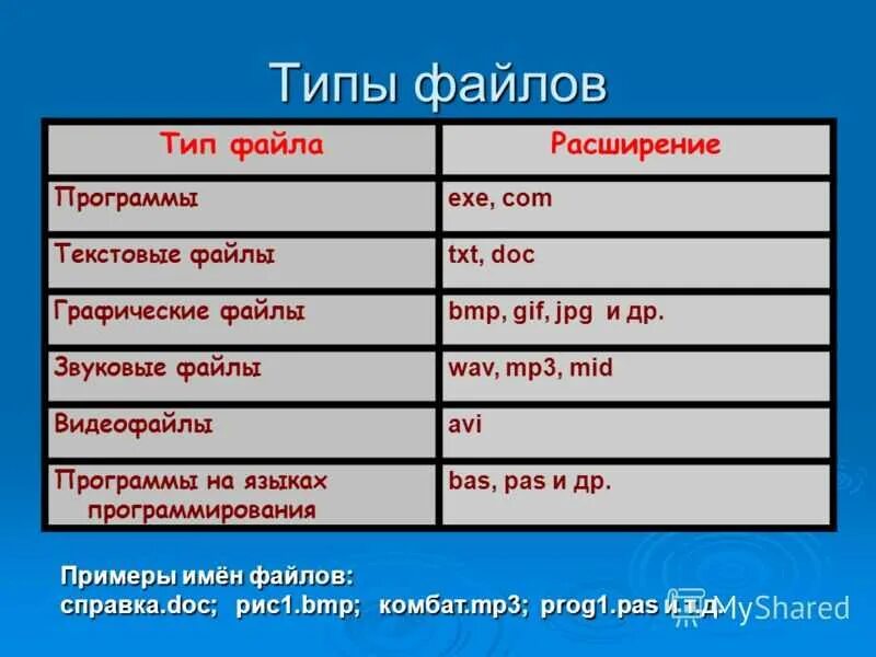 Виды файлов. Типы расширения файлов. Текстовый файл типа exe. 3 Типа файлов. Укажите правильное расширение файлов