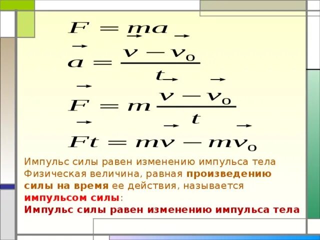 Определите изменение импульса тела. Импульс тела и Импульс силы. Импульс силы равен изменению импульса тела. Физическая величина Импульс силы. Мощность импульса.