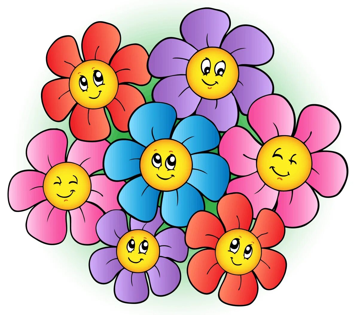 Цветы мультяшные. Цветочки для детей. Разноцветные цветочки. Цветочек рисунок. Рисунок цветов в детский сад