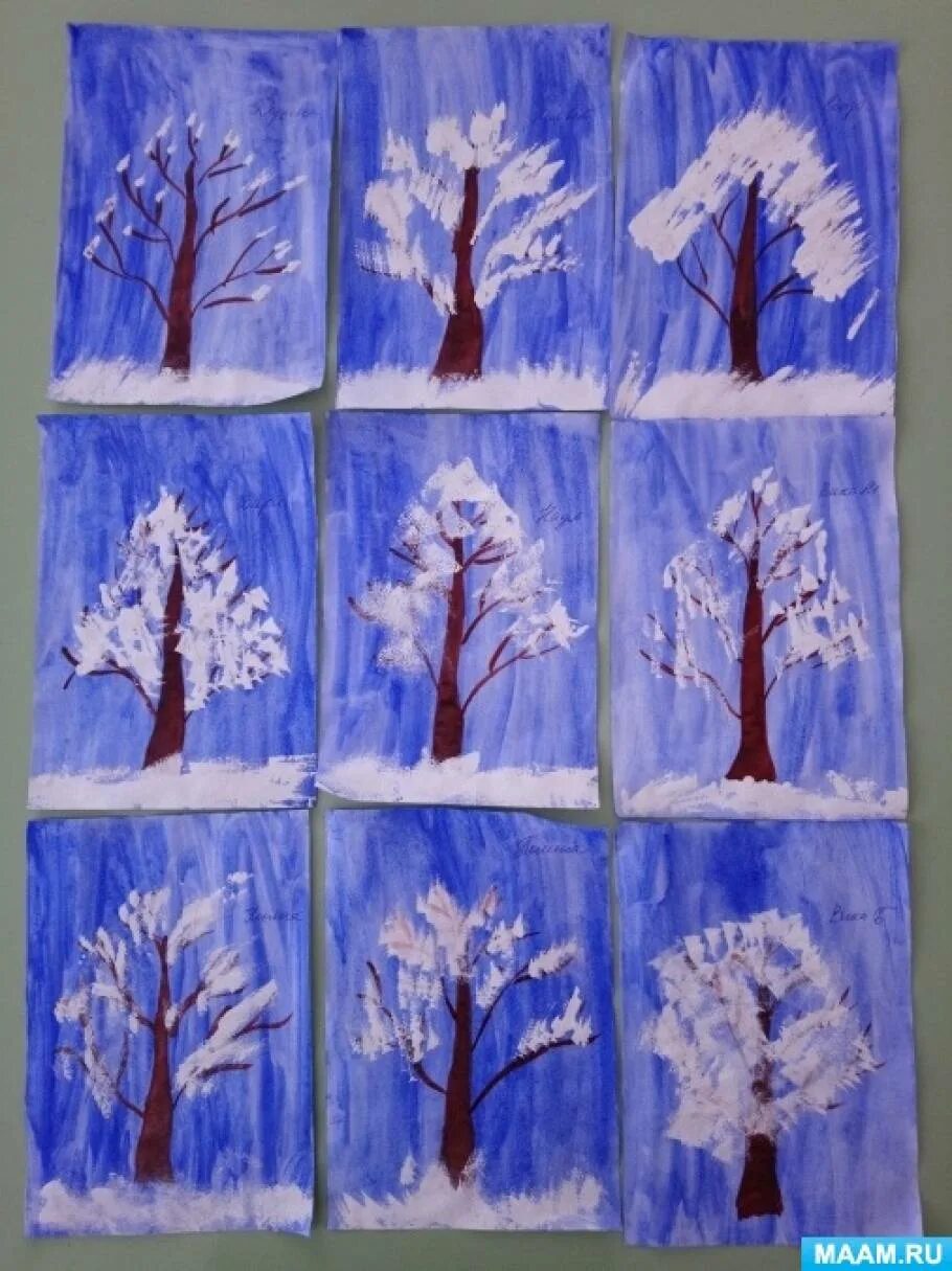 Деревья в снегу вторая младшая группа рисование. Рисование «деревья в инее» (т. с. Комарова, стр. 91). Рисование«деревья в снегу» (т.с. Комарова. Занятие 58). Рисование зима старшая группа. Рисование зимнее дерево в средней группе.