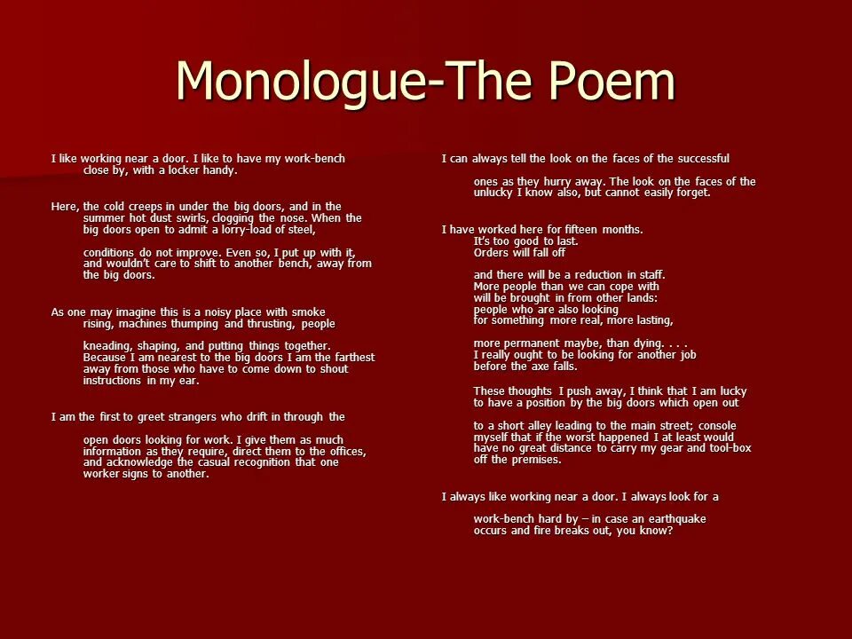 Monologue. Types of Monologues. English Monologue. Monologue examples.