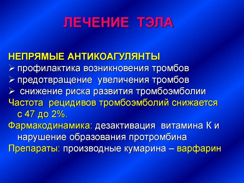 Возникновение тромбов