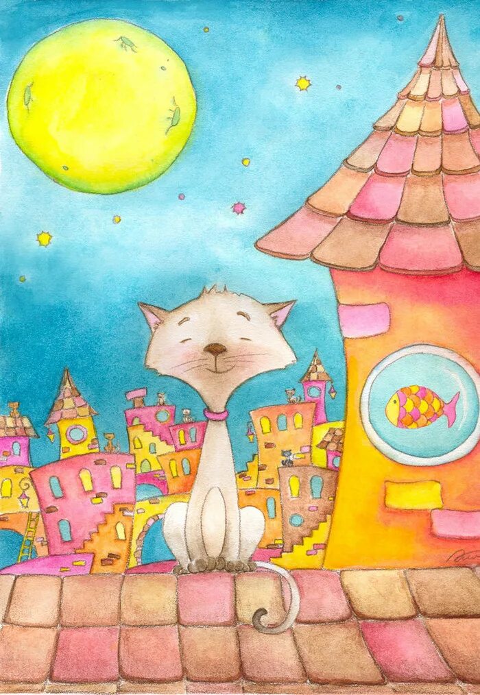 Мечтающий кот. Кот в мечтах. коты мечты. кот мечтает рисунок. мечта иллюстрации в стиле детский.