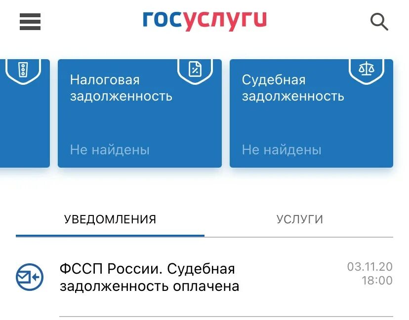 Госуслуги судебная задолженность оплачена