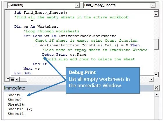 Debug object. Debug это в программировании. Debug.Print vba. Immediate в ВБА. Окно immediate в экселе.