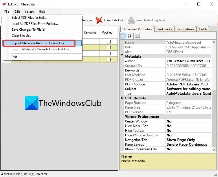 Edit metadata