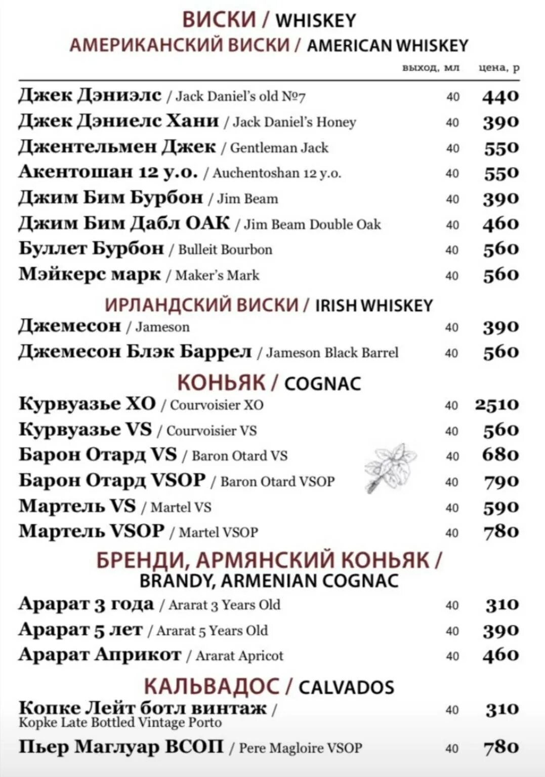 Старый колодец ресторан меню. Меню джентльмены.