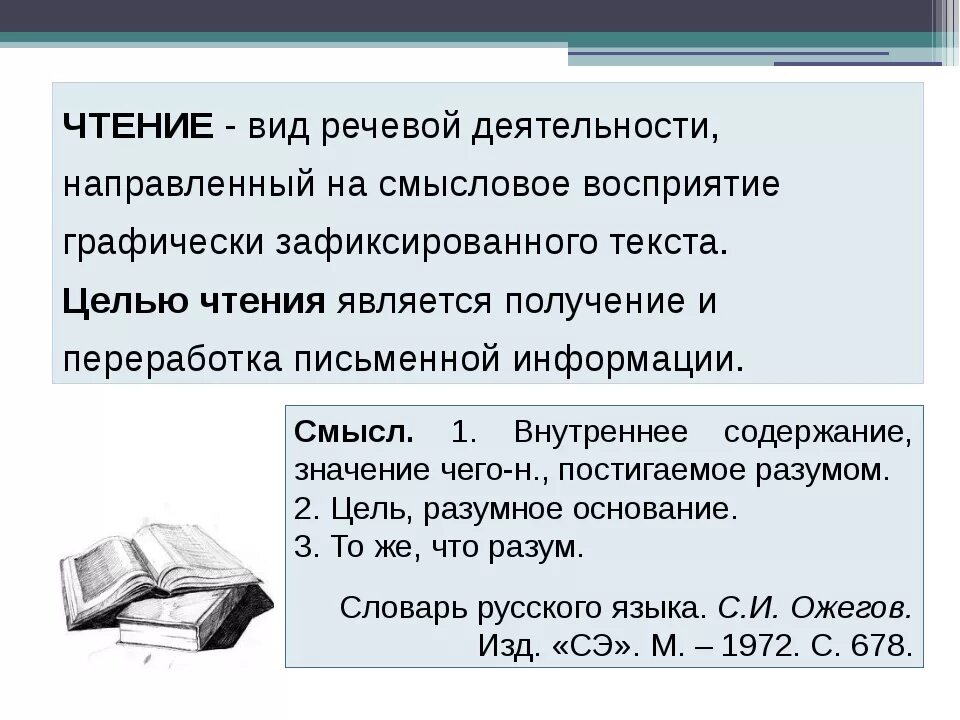 Чтение как вид речевой деятельности. Чтение это вид речевой деятельности. Конспект урока чтение как вид речевой деятельности.