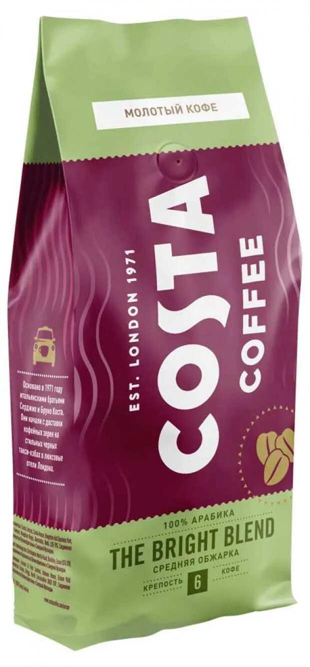 Кофе молотый средней обжарки. Costa Coffee Bright Blend кофе в зернах 200г. Кофе Коста Брайт Бленд молотый, 200 г. Кофе молотый Costa Signature Blend 200г. 200г кофе Costa Coffee Colombian мол.