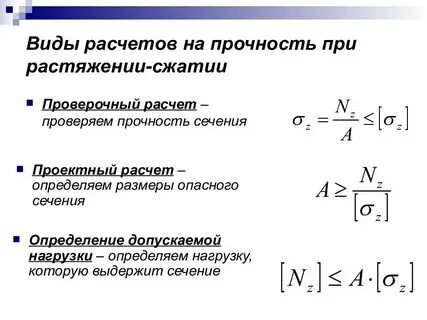 Виды условий прочности
