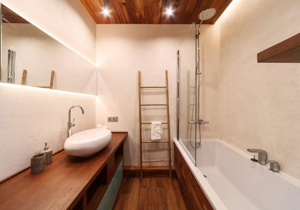 Ванная комната в древесных оттенках. Стены в ванной комнате варианты отделки. Декоративная штукатурка для ванной комнаты влагостойкая. Ванная комната в древесном цвете. Что можно вместо плитки в ванной