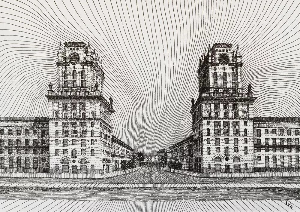 Минск рисунок. Архитектурные здания карандашом. Контур достопримечательностей минск. Панорама старого города графика. Скетч город.