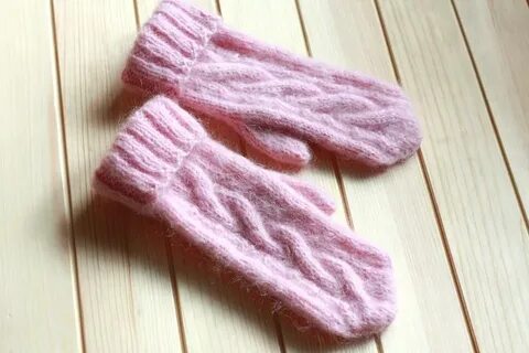 Варежки из мохера спицами
