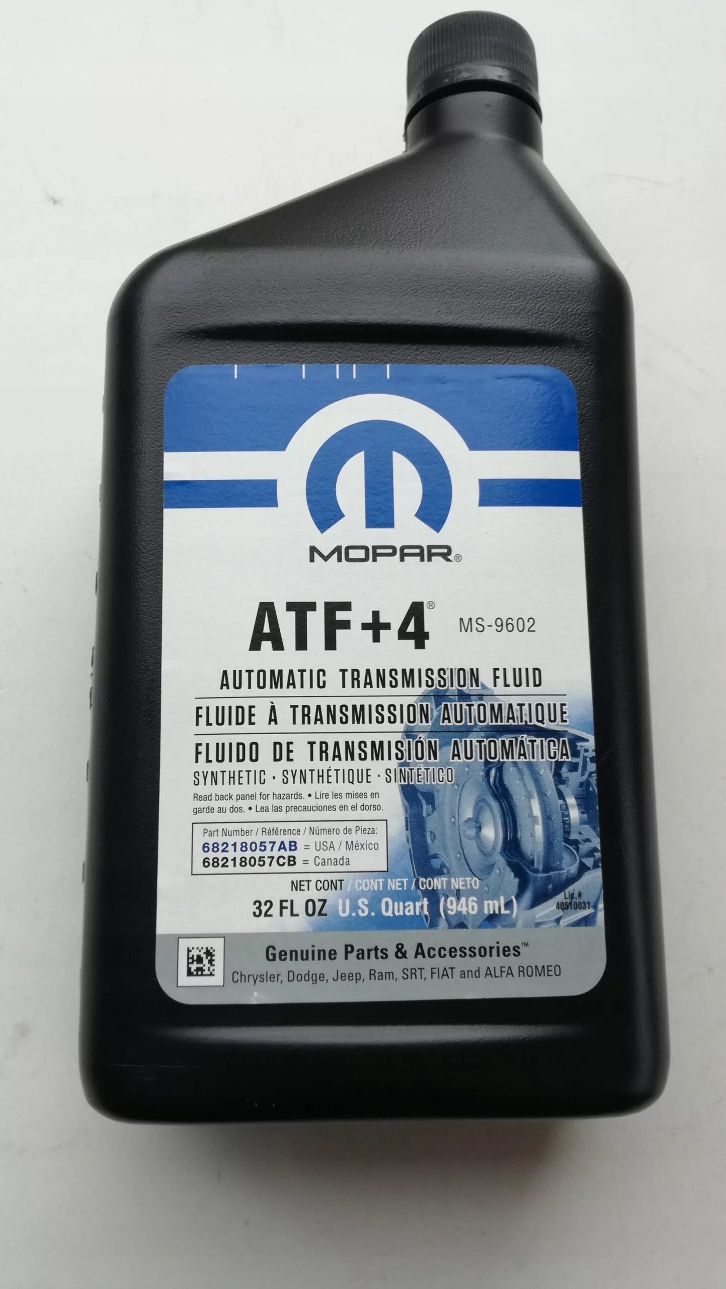 Atf 4 цена. Mopar ATF+4 (9602). Chrysler ATF +4. Mopar MS-9602. Масло мопар АТФ 4.