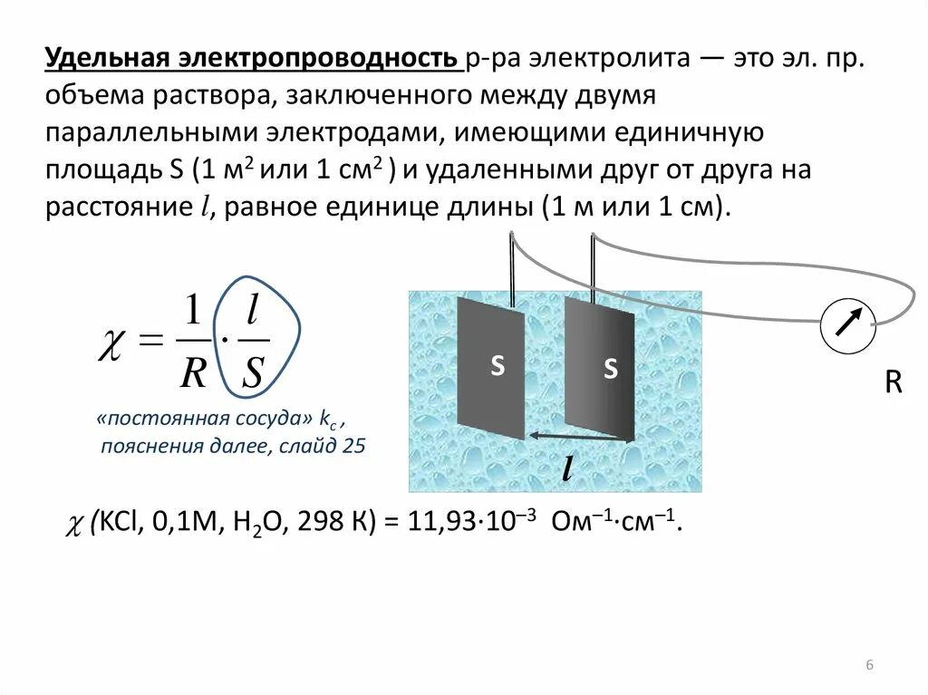 Электропроводность растворов электролитов. Измерение электропроводности растворов. Удельная электропроводность. Электрическая проводимость формула. Удельная электропроводность воды