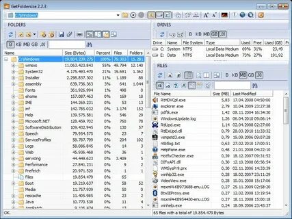 Folder size