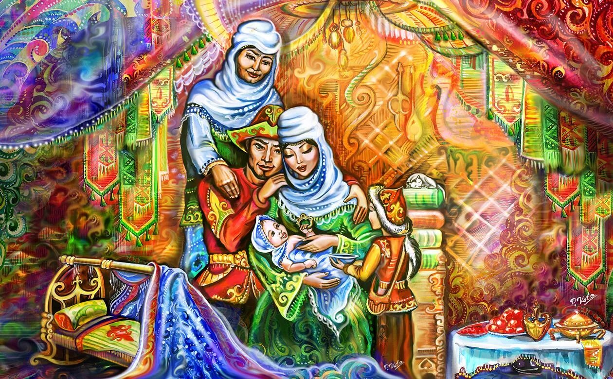 Отбасылық құндылықтар. Казахские картины. Мусульманская живопись. Казахские обычаи. Казахские национальные картины.