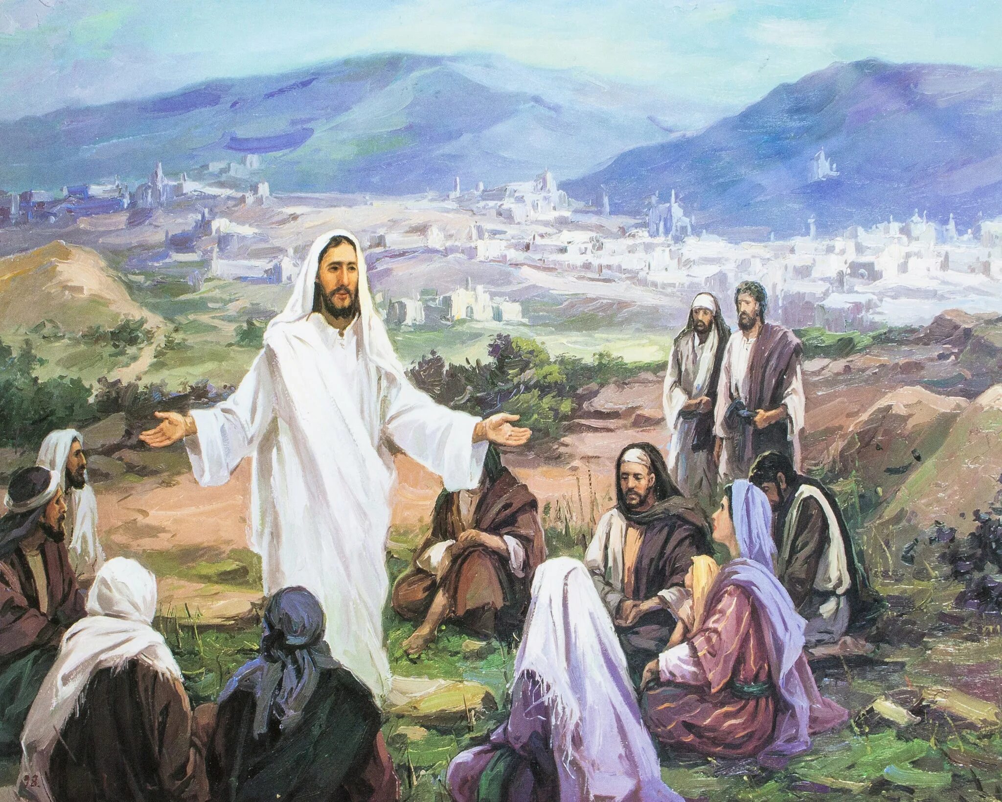 Нагорная проповедь Иисуса Христа. Иисус Христос на горе Елеонской. Иисус с учениками на горе Елеонской. Проповедь Иисуса Христа.