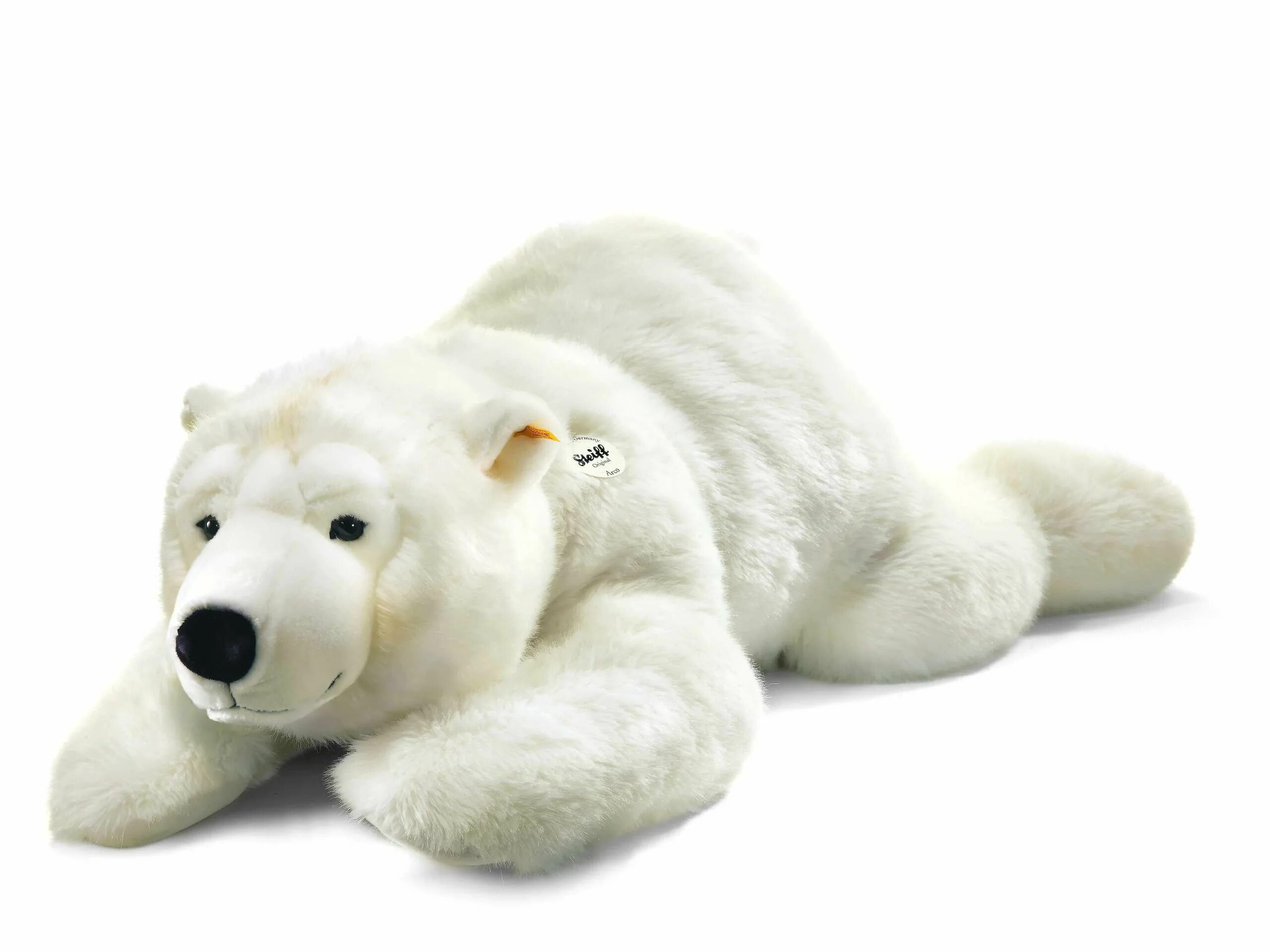Включи белый мягкий. Плюшевый медведь Steiff Teddy Bear. Белый медведь Steiff. Белый медведь игрушка. Мягкая игрушка белый медведь лежачий.