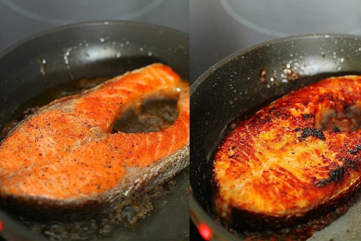 Как вкусно пожарить семгу на сковороде стейк. Сёмга на сковороде. семга на сковороде гриль. сёмга жареная на сковороде. жареная красная рыба на сковороде.