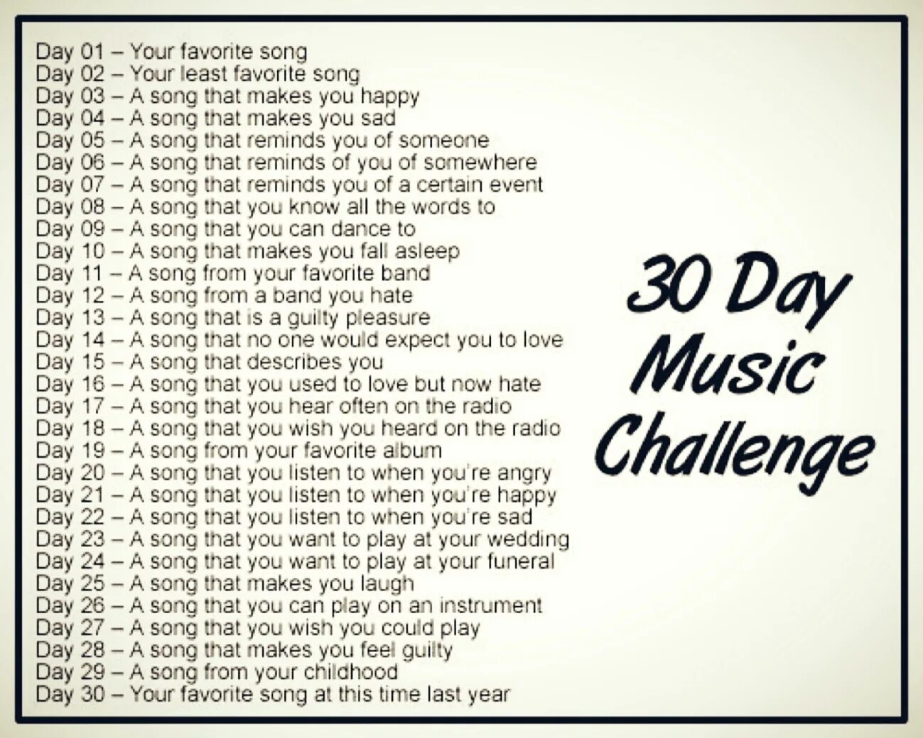 Music Challenge. Happy Day песня. 30 Day Song Challenge. Musician Challenge.