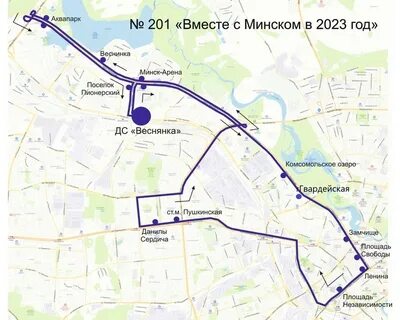 Маршрут автобуса на карте минска